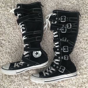 Converse knee-high buckle-up sneakers. M5, W7.